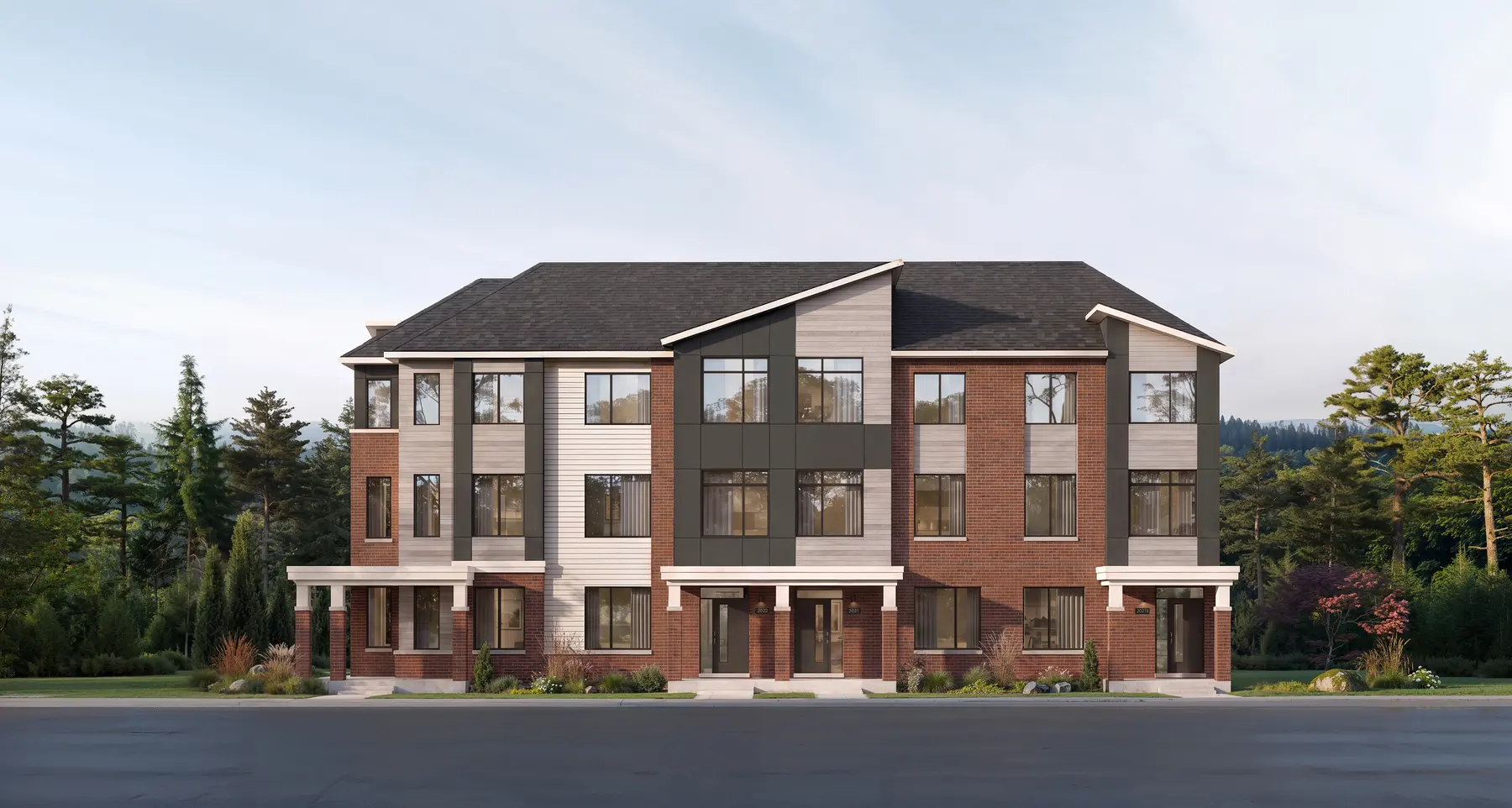 Artist's concept of the Advantage Townhomes elevation at Five Oaks
