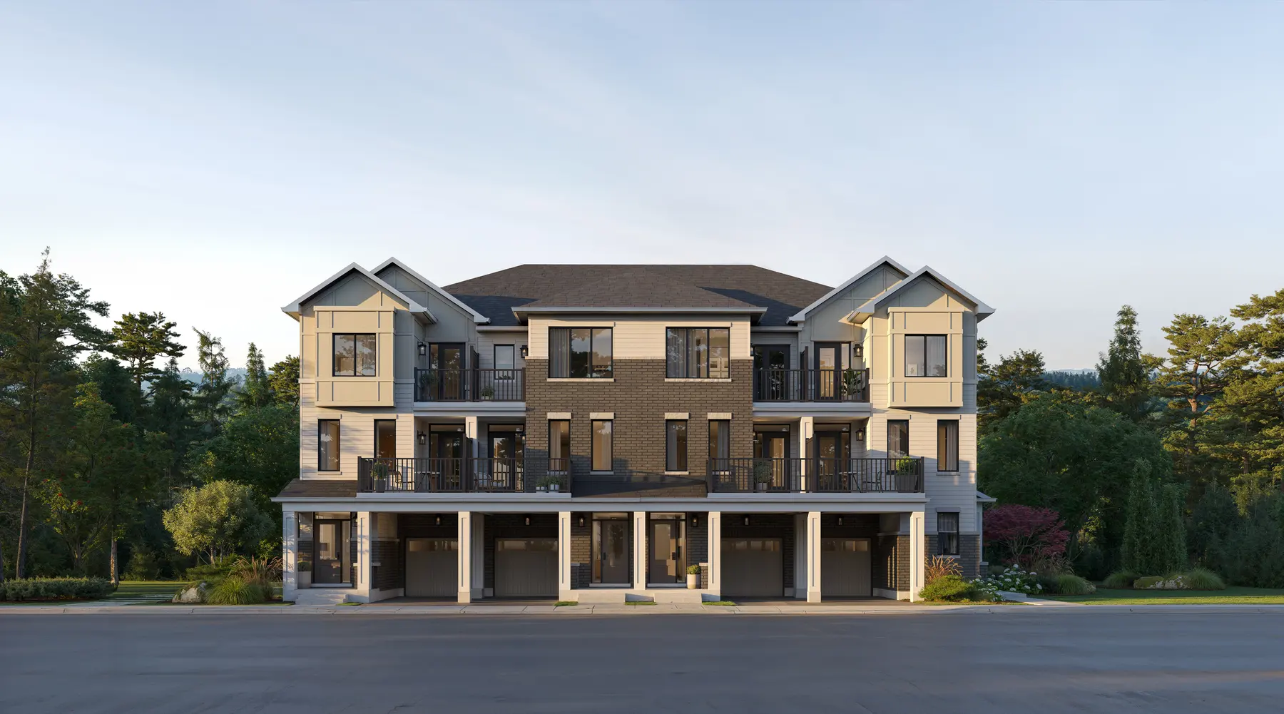 Artist's concept of the Ashford Towns elevation at Five Oaks