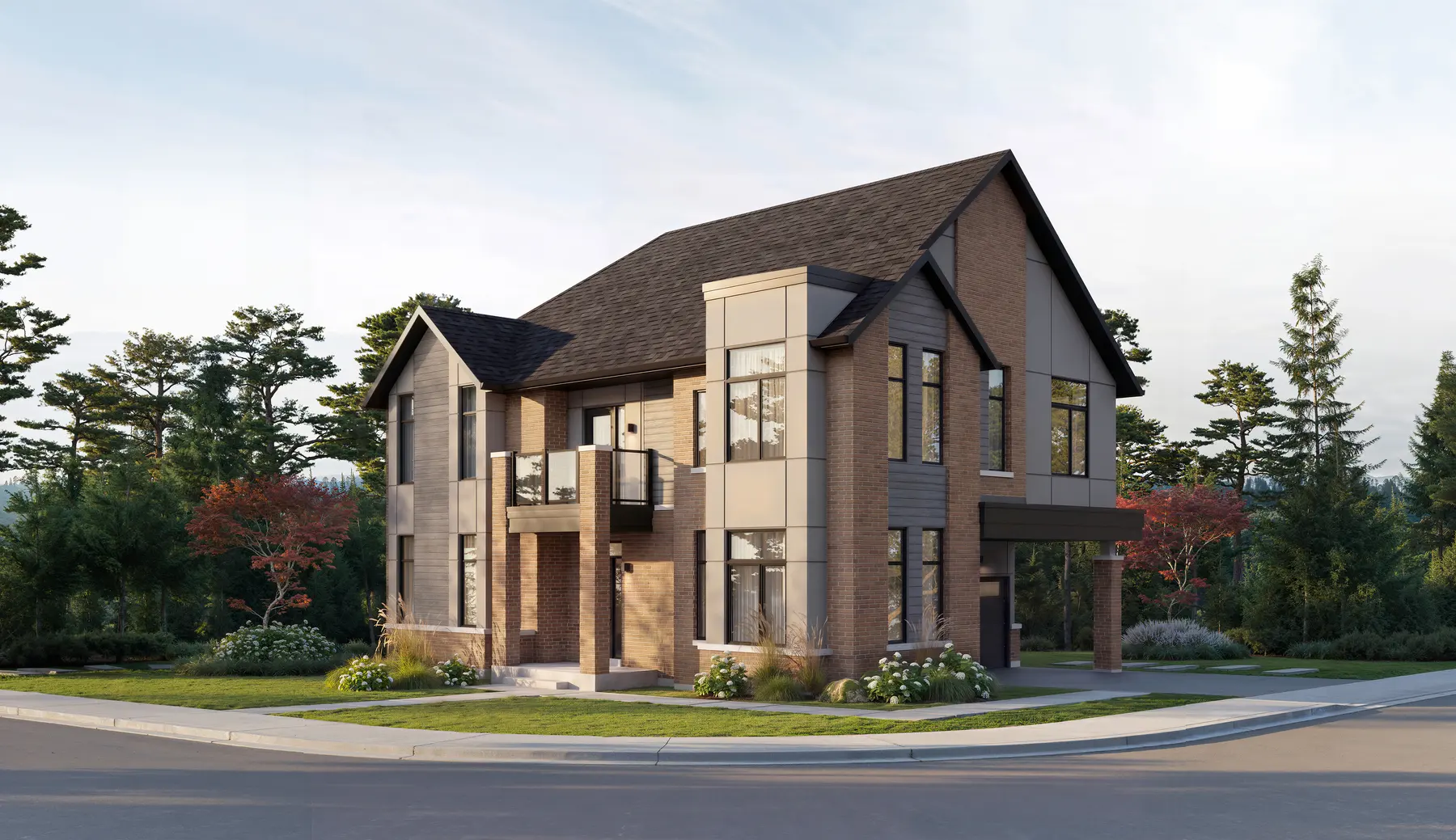 Artist's concept of the 40′ Collection elevation at Five Oaks